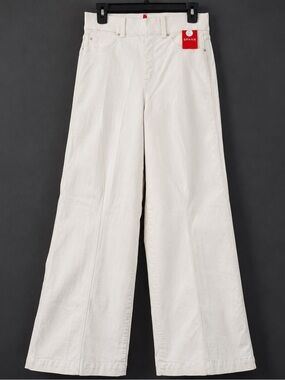 NWT SPANX EveryWear Wide Leg High Rise Front Seam Off White Jeans Size M Tall